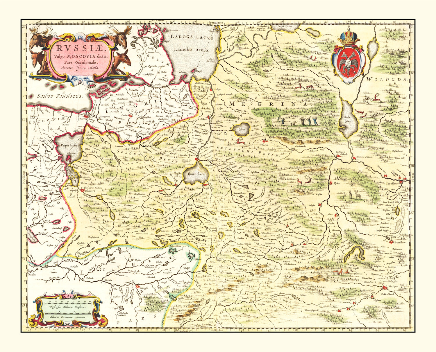 Vintage Map of Russia 1665