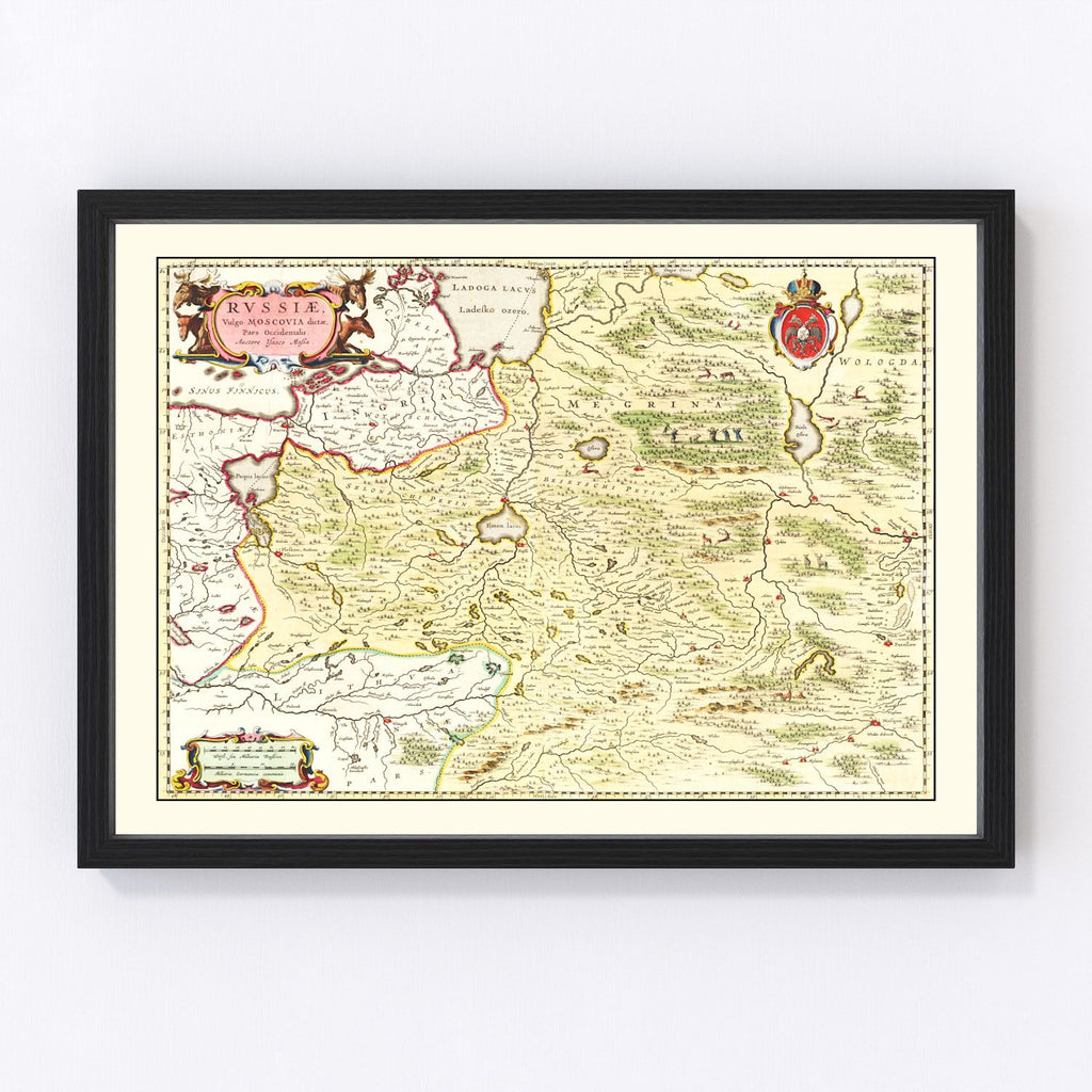Vintage Map of Russia 1665