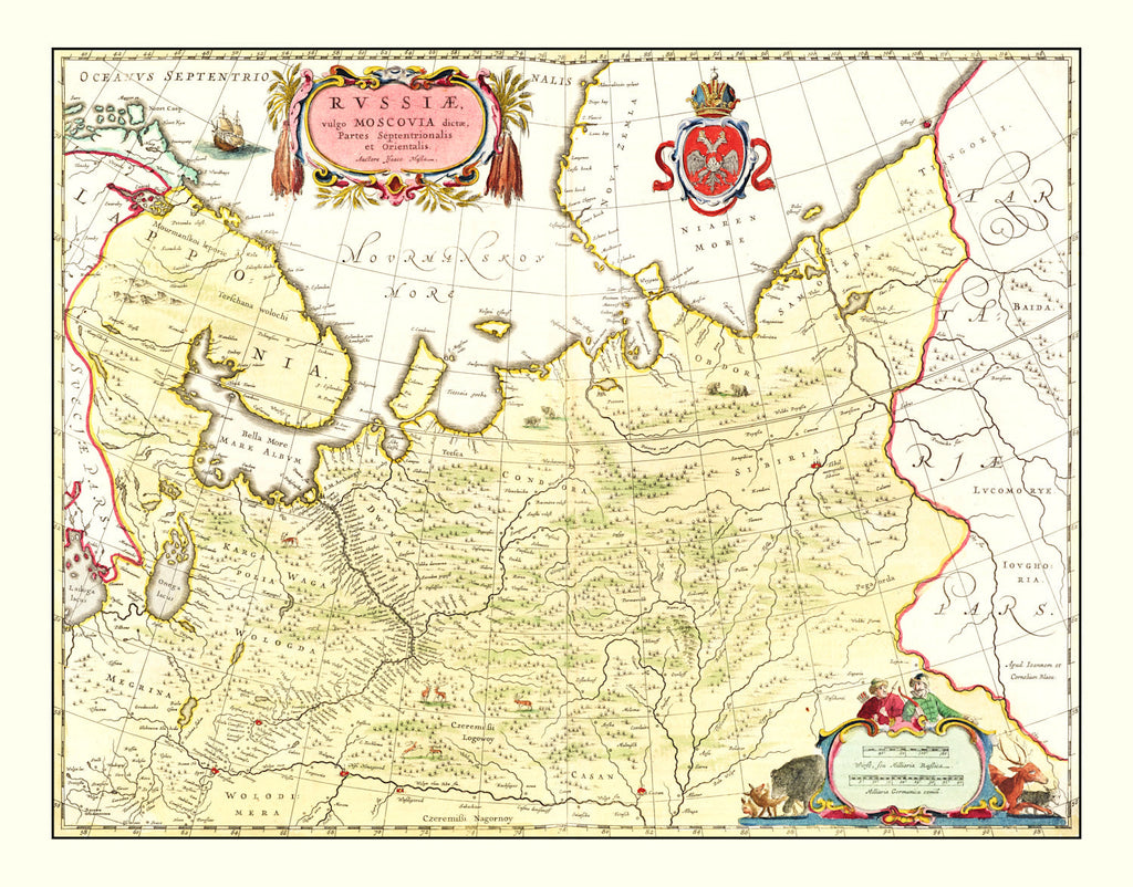 Vintage Map of Russia 1665