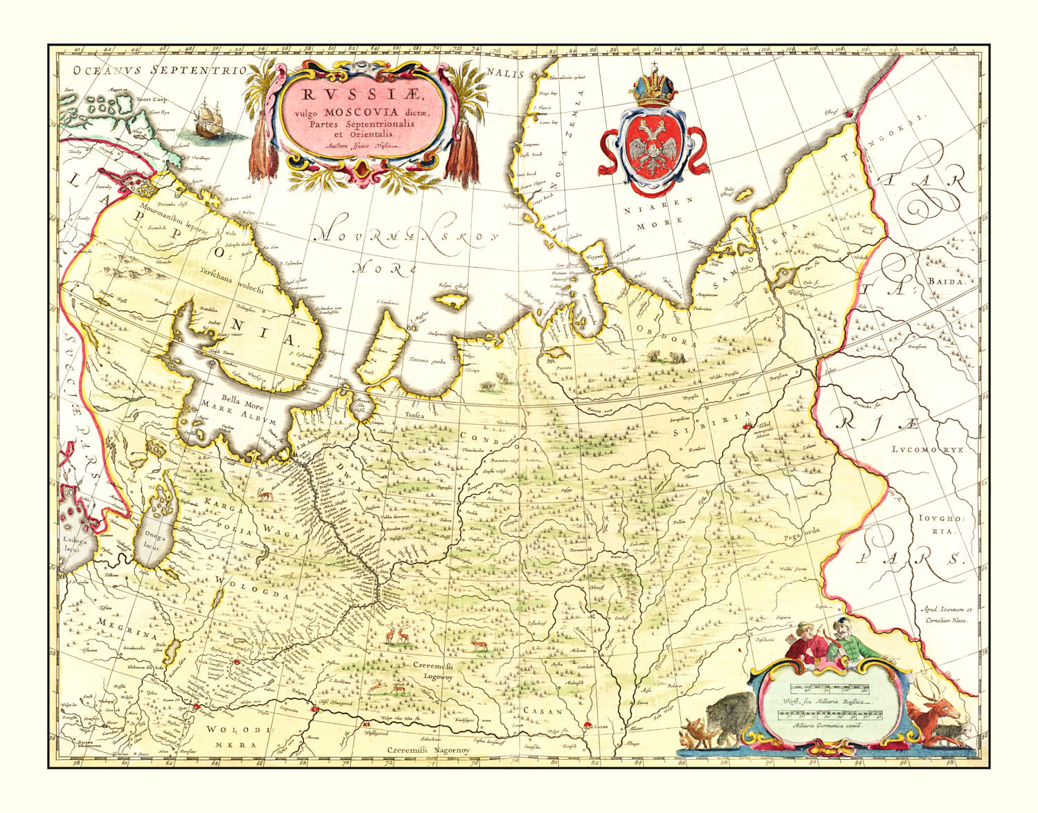 Vintage Map of Russia 1665