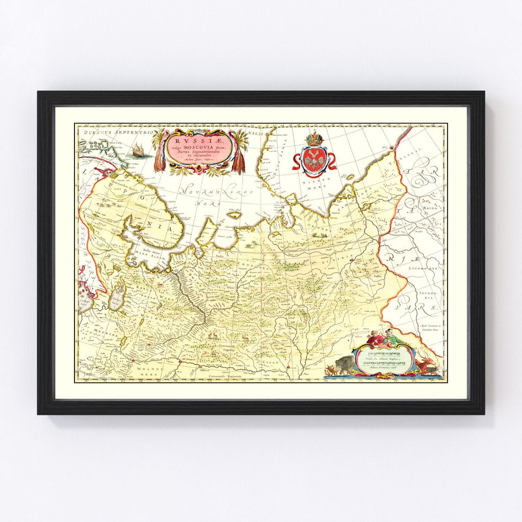 Vintage Map of Russia 1665