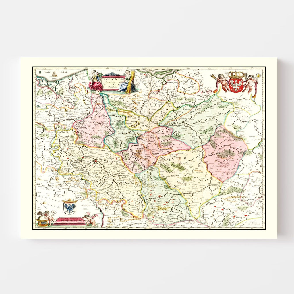 Vintage Map of Poland 1665