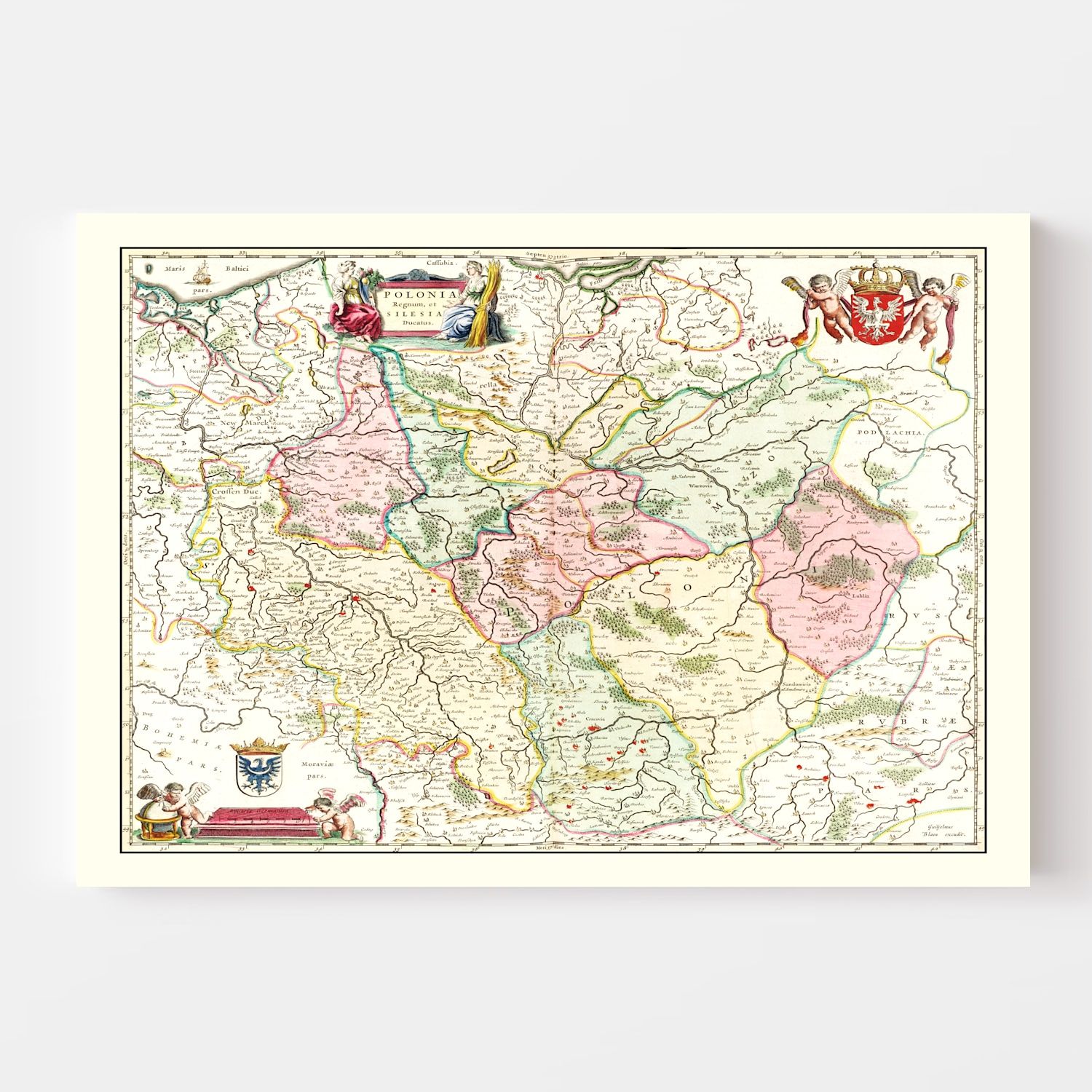 Vintage Map of Poland 1665