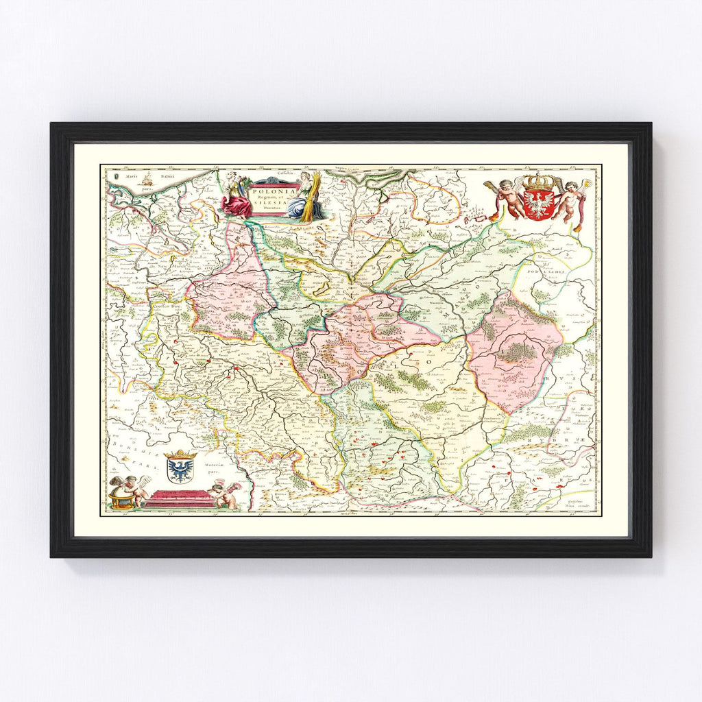 Vintage Map of Poland 1665