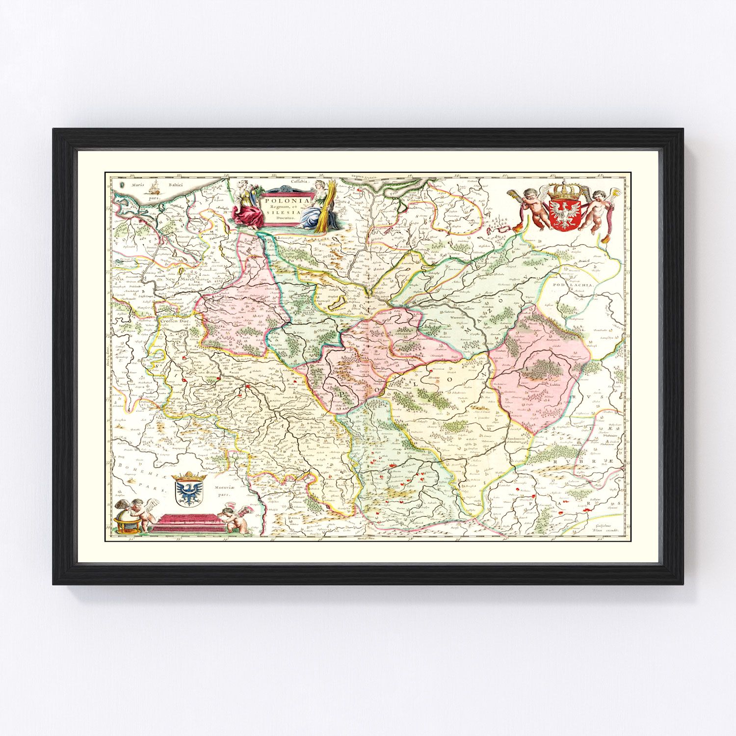 Vintage Map of Poland 1665