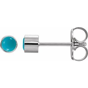 14K White Gold Natural Turquoise Bezel-Set Earrings