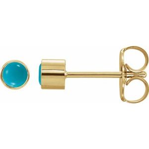 14K Yellow Gold Natural Turquoise Bezel-Set Earrings