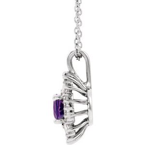 14K White Gold Natural Amethyst & 1/3 CTW Natural Diamond 16-18" Necklace
