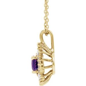 14K Yellow Gold Natural Amethyst & 1/3 CTW Natural Diamond 16-18" Necklace