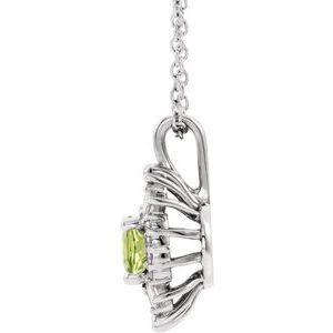 14K White Gold Natural Peridot & 1/3 CTW Natural Diamond 16-18" Necklace