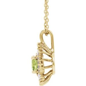 14K Yellow Gold Natural Peridot & 1/3 CTW Natural Diamond 16-18" Necklace