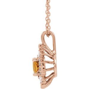 14K Rose Gold Natural Citrine & 1/3 CTW Natural Diamond 16-18" Necklace