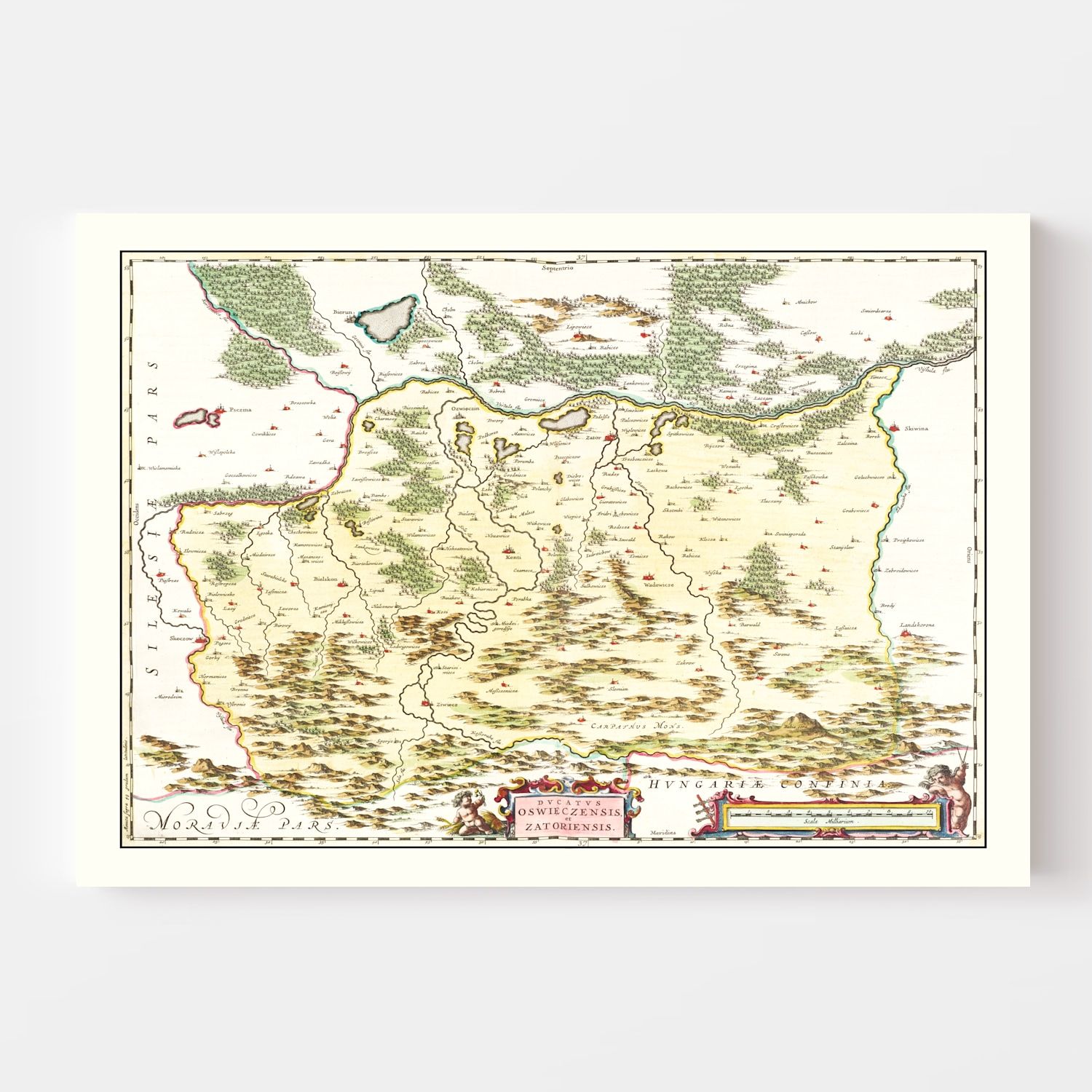 Vintage Map of Southwestern Poland 1665