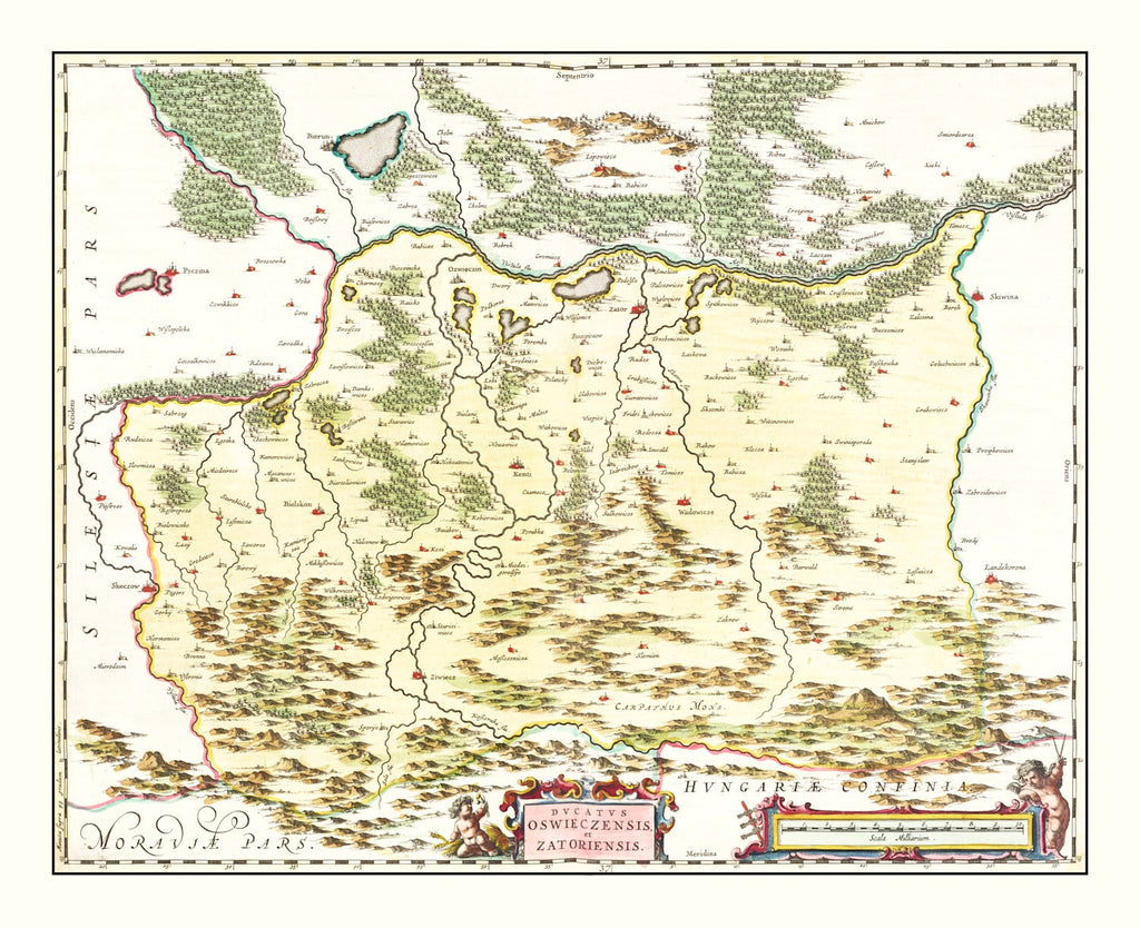 Vintage Map of Southwestern Poland 1665