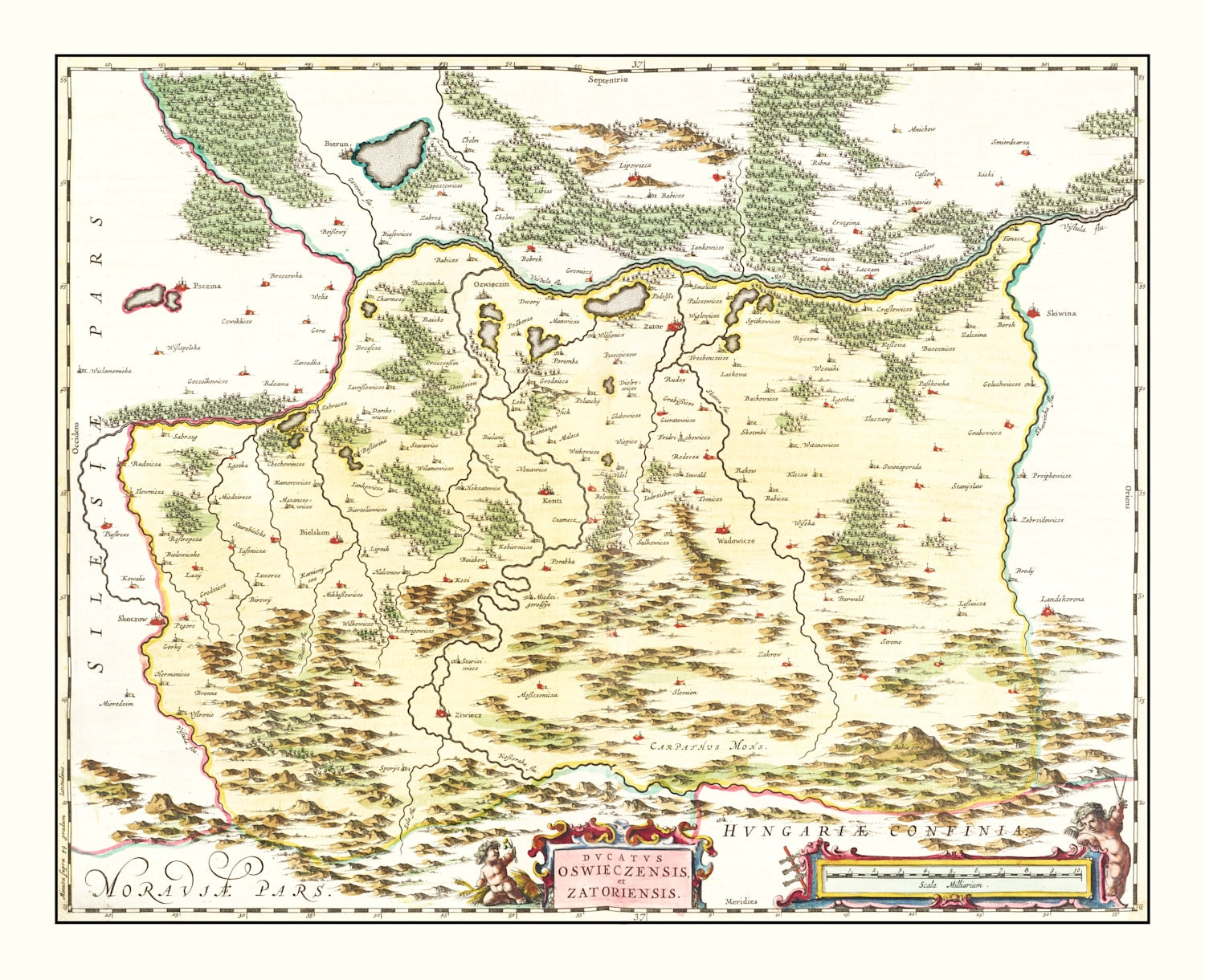 Vintage Map of Southwestern Poland 1665