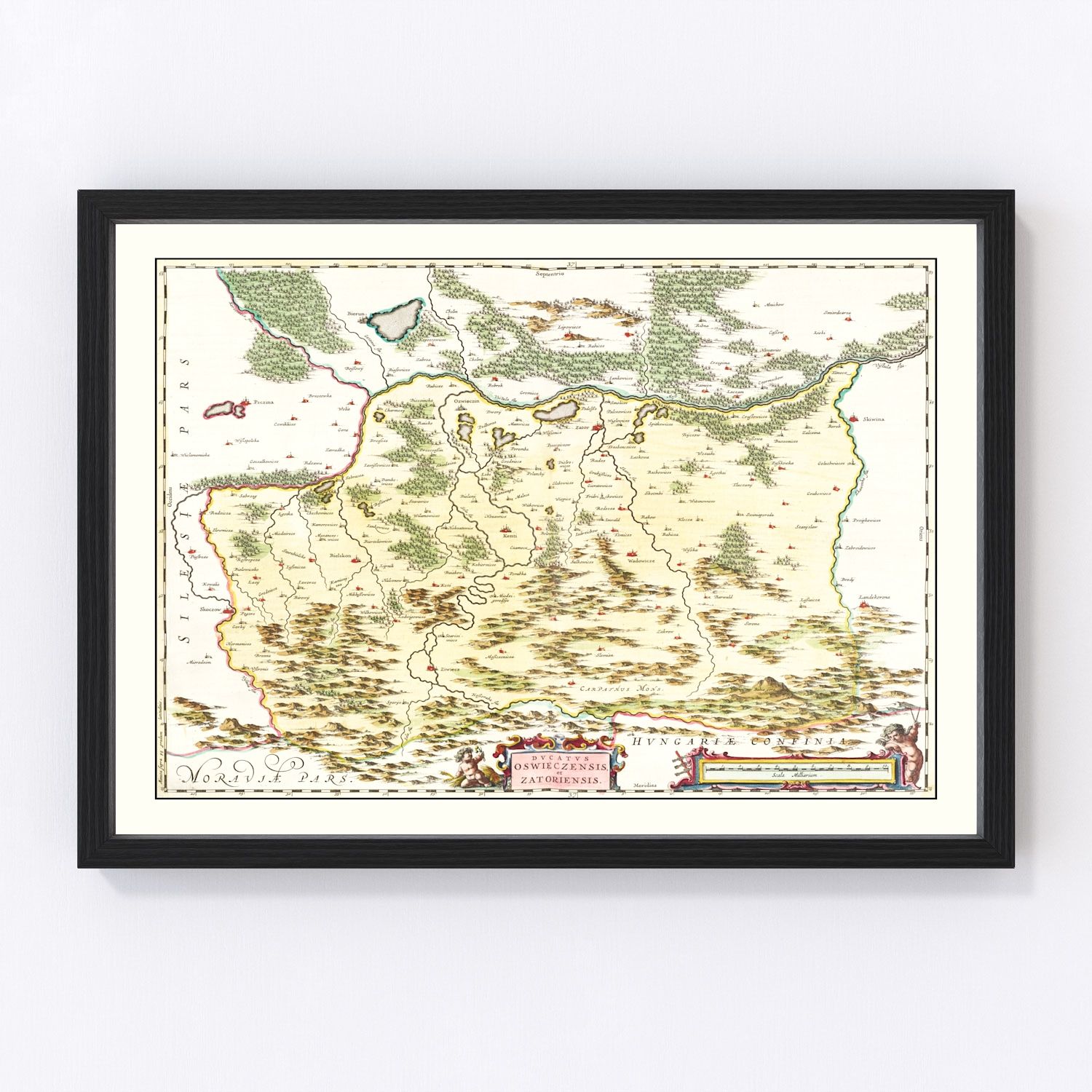 Vintage Map of Southwestern Poland 1665
