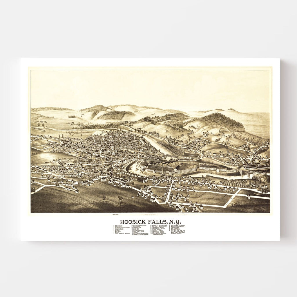 Vintage Map of Hoosick Falls, New York 1889