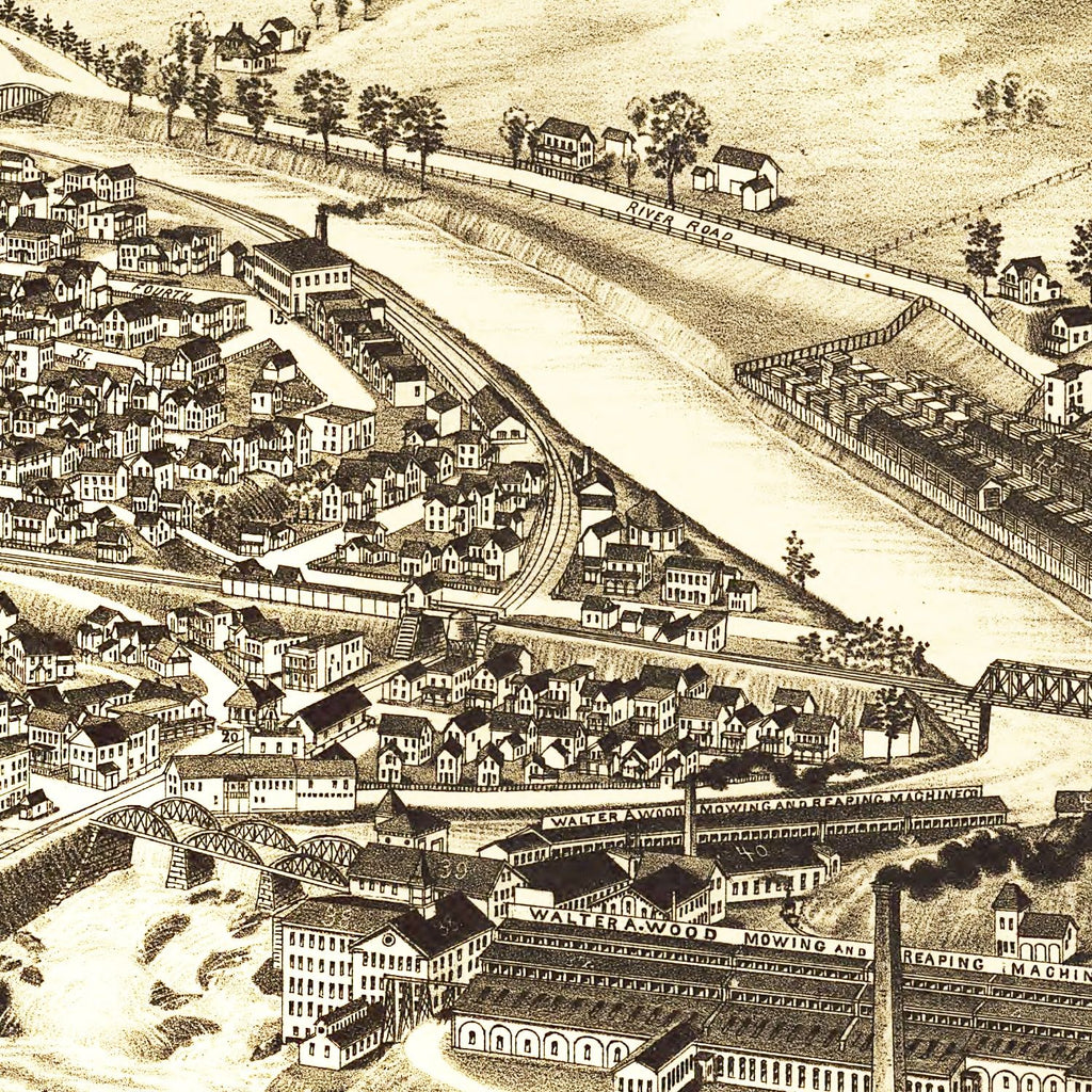 Vintage Map of Hoosick Falls, New York 1889