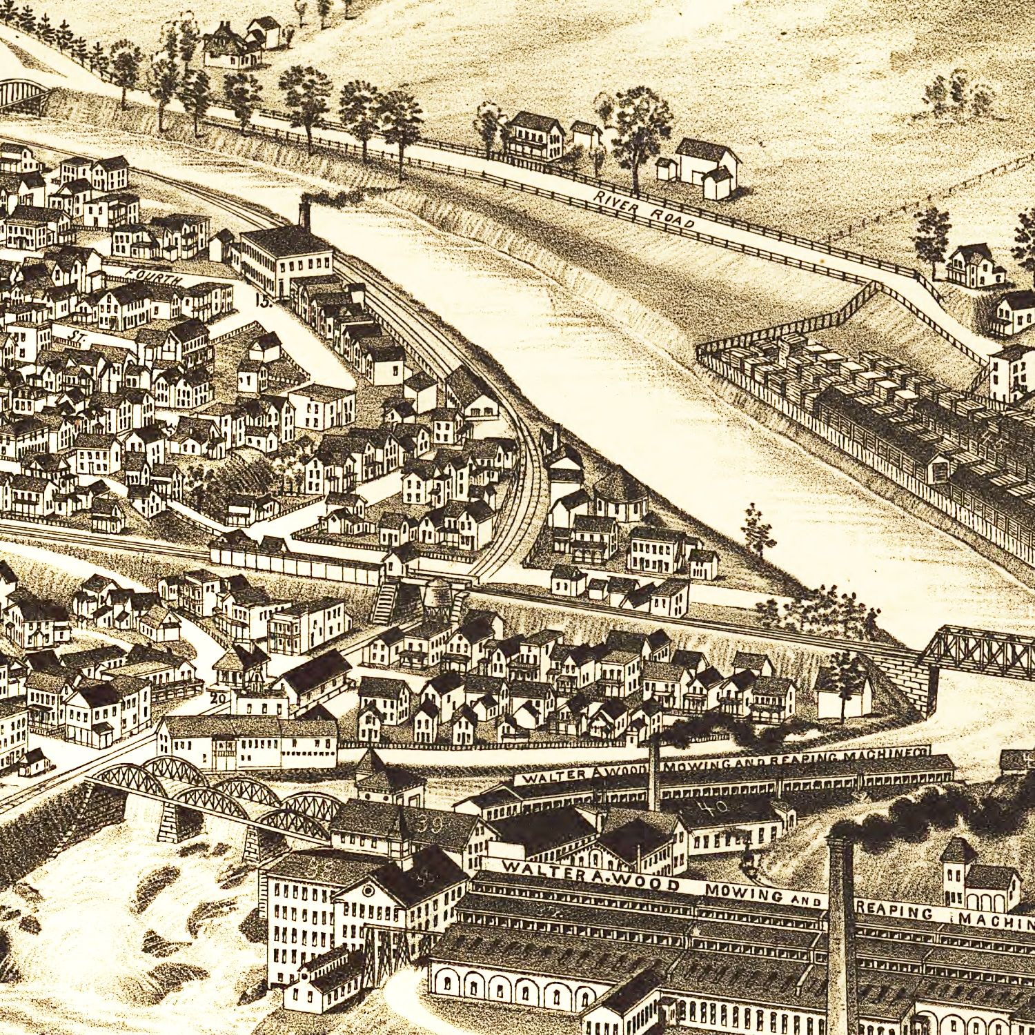 Vintage Map of Hoosick Falls, New York 1889