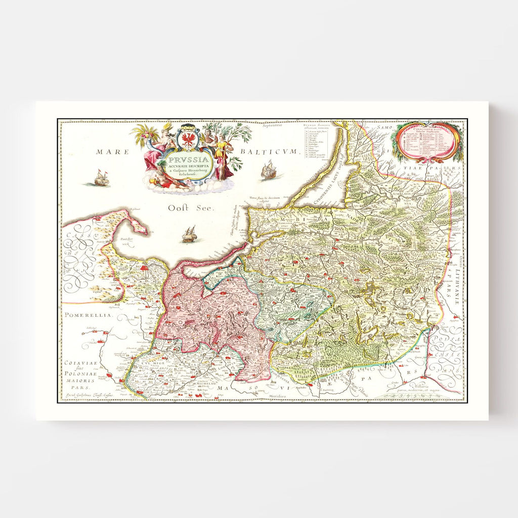Vintage Map of Prussia 1665