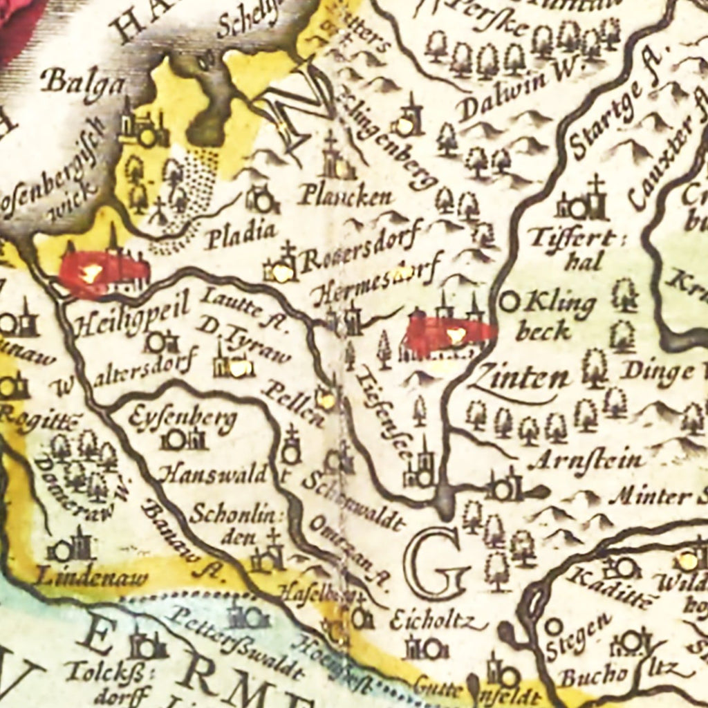 Vintage Map of Prussia 1665