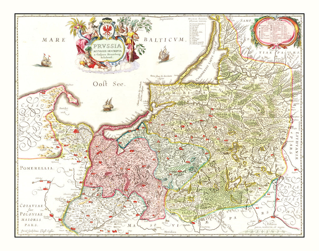 Vintage Map of Prussia 1665