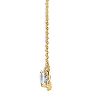 14K Yellow Gold 6x4 mm Natural White Sapphire & 1/5 CTW Natural Diamond Halo-Style 16" Necklace