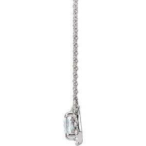 Platinum 5x3 mm Natural White Sapphire & 1/8 CTW Natural Diamond Halo-Style 16" Necklace