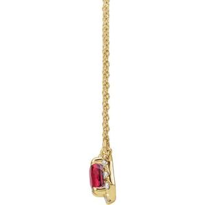 14K Yellow Gold 6x4 mm Natural Ruby & 1/5 CTW Natural Diamond Halo-Style 16" Necklace