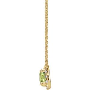 14K Yellow Gold 6x4 mm Natural Peridot & 1/5 CTW Natural Diamond Halo-Style 16" Necklace
