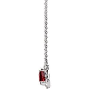 14K White Gold 5x3 mm Natural Mozambique Garnet & 1/8 CTW Natural Diamond Halo-Style 16" Necklace