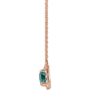 14K Rose Gold 7x5 mm Lab-Grown Alexandrite & 1/5 CTW Natural Diamond 16" Necklace