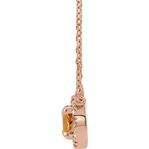 14K Rose Gold 3.5 mm Natural Citrine & .03 CTW Natural Diamond 16" Necklace