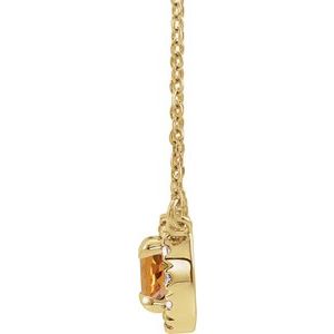 14K Yellow Gold 3 mm Natural Citrine & .03 CTW Natural Diamond 18" Necklace