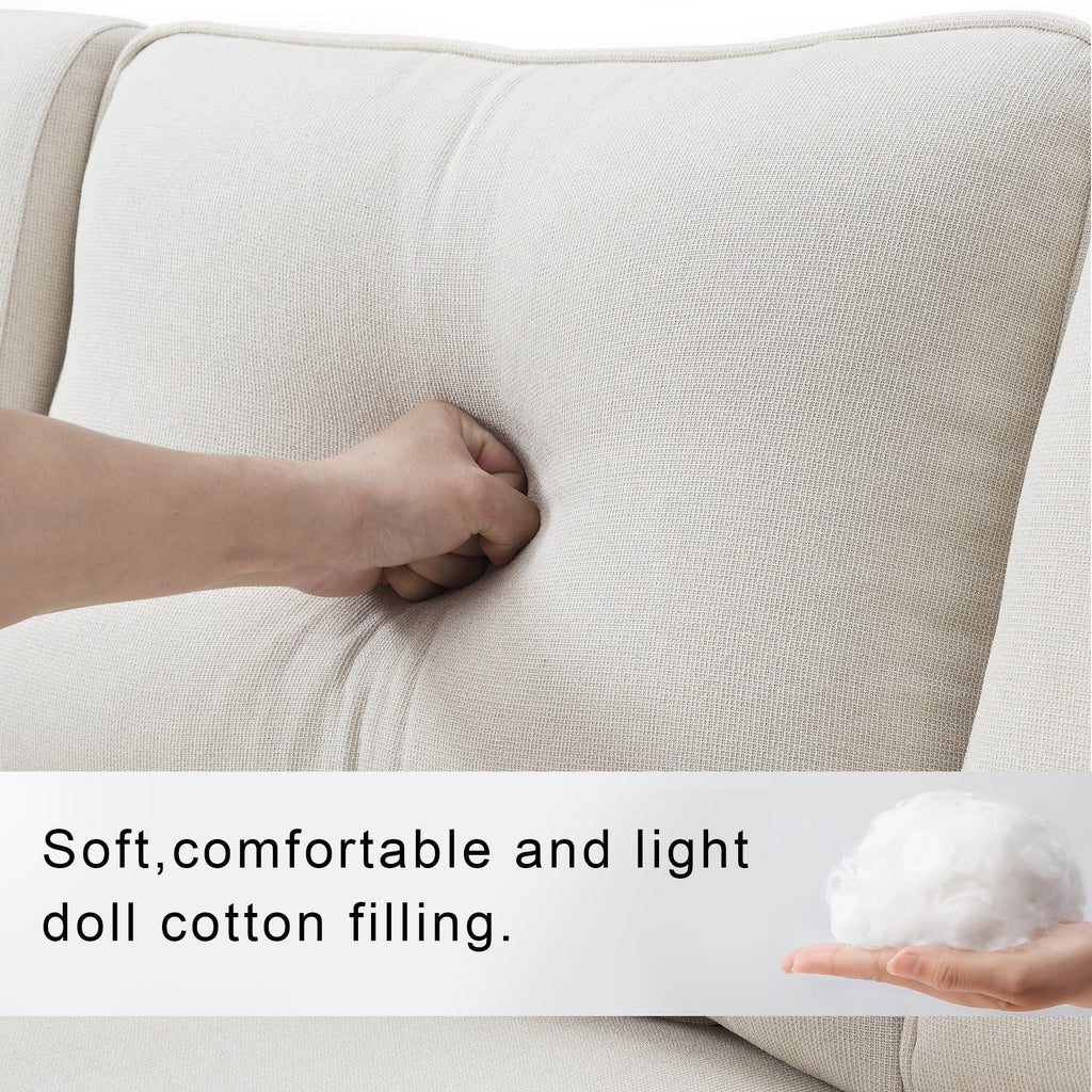 [VIDEO provided] [New] 104' 4-Seater Modern Linen Fabric Sofa with Armrest Pockets and 4 Pillows,Minimalist Style Couch for Living Room, Apartment, Office,3 Colors