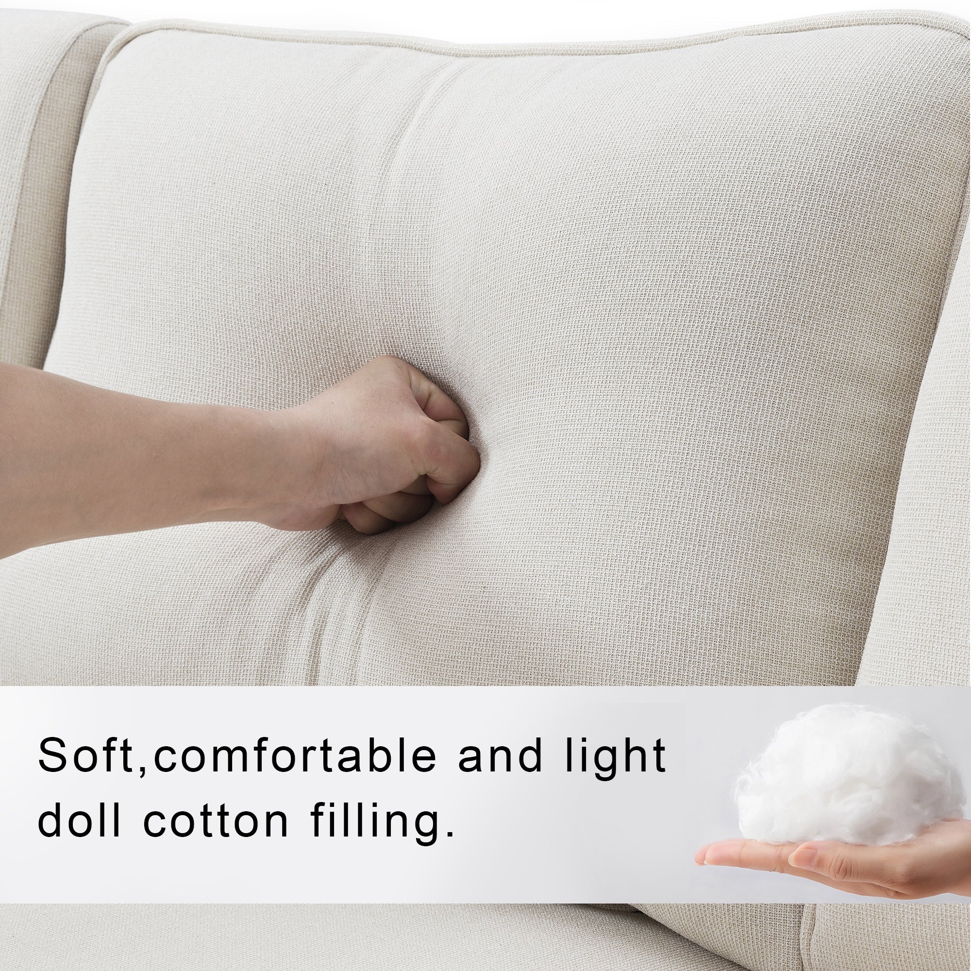 [VIDEO provided] [New] 104' 4-Seater Modern Linen Fabric Sofa with Armrest Pockets and 4 Pillows,Minimalist Style Couch for Living Room, Apartment, Office,3 Colors