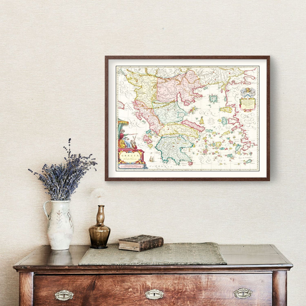Vintage Map of Greece 1665