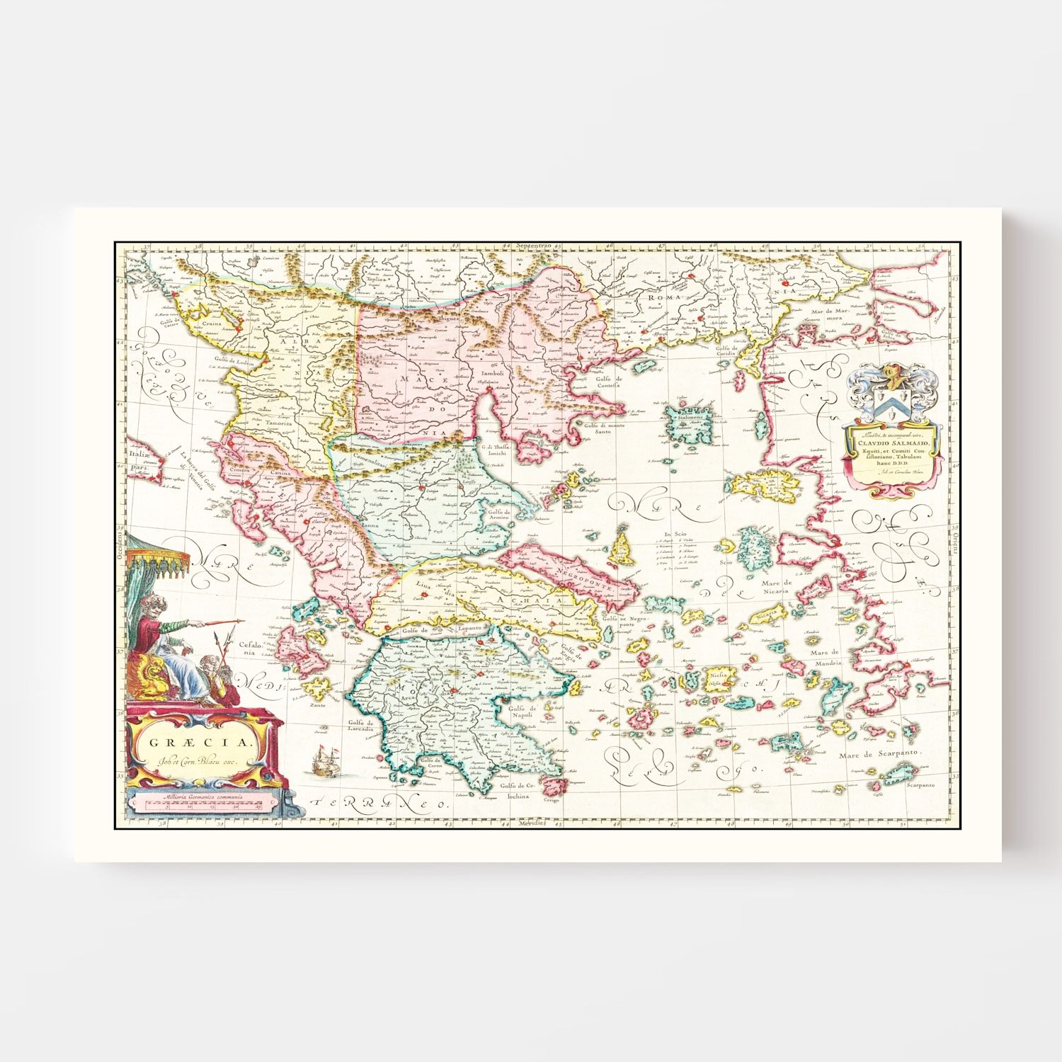 Vintage Map of Greece 1665