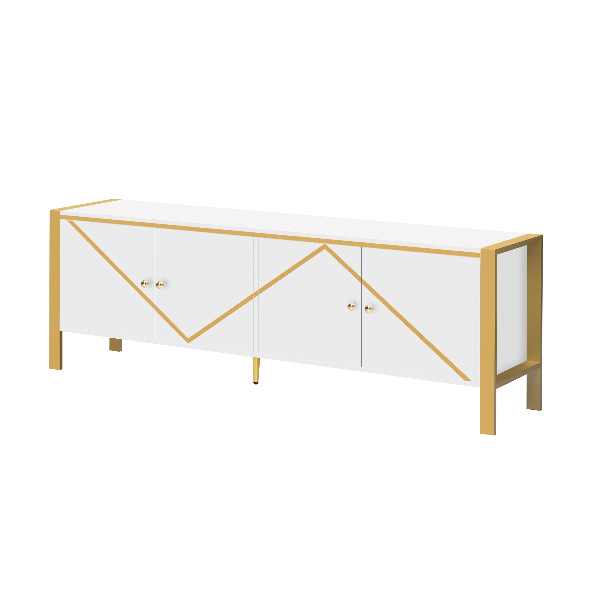 U-Can 70.9''Modern Minimalist TV Stand for TVs up to 75 Inches, Entertainment Center Media Console Cabinet with 2 Spacious Cabinets for Living room