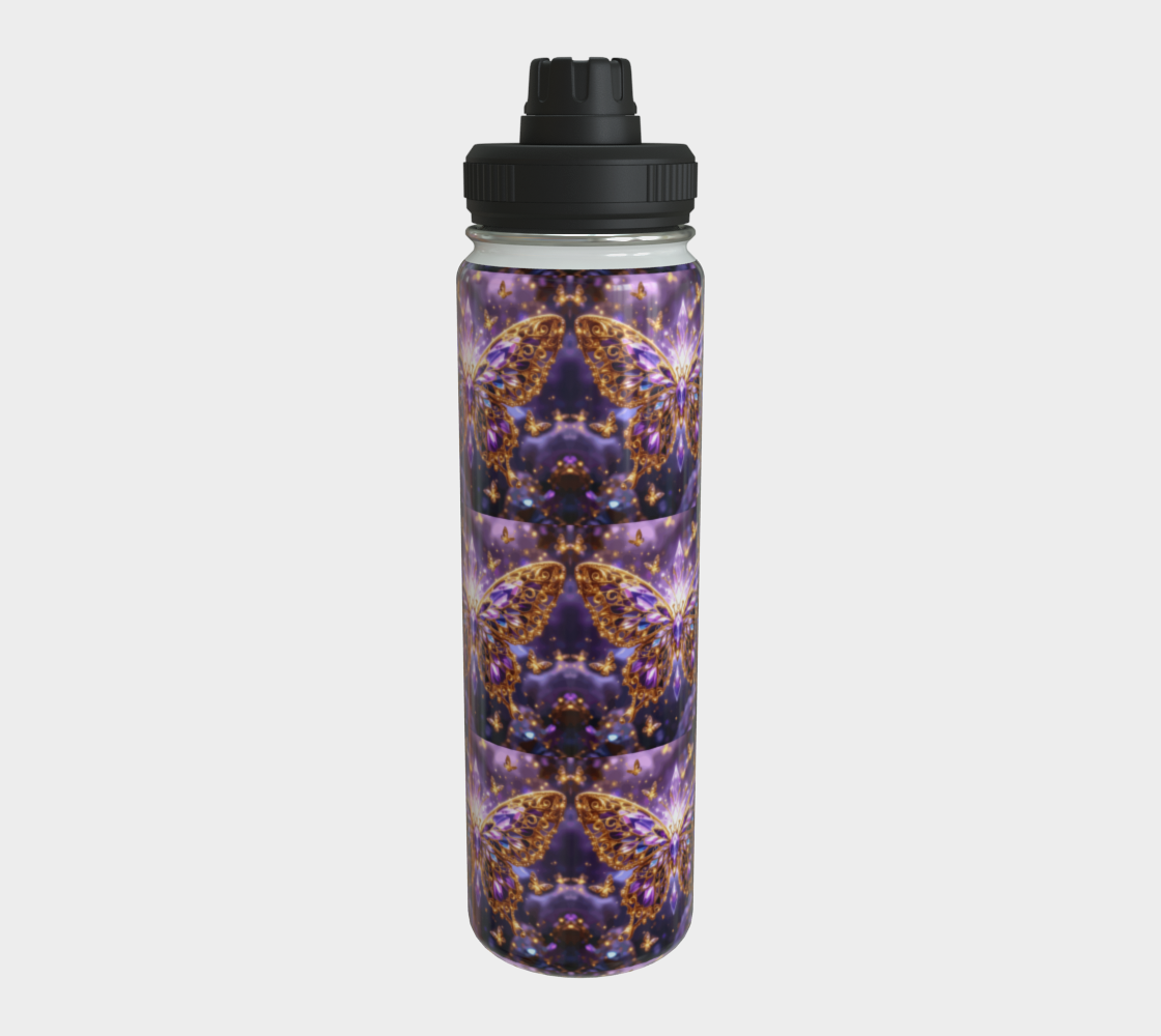 Crystal Purple Butterflies 24 oz Stainless Steel Water Bottle