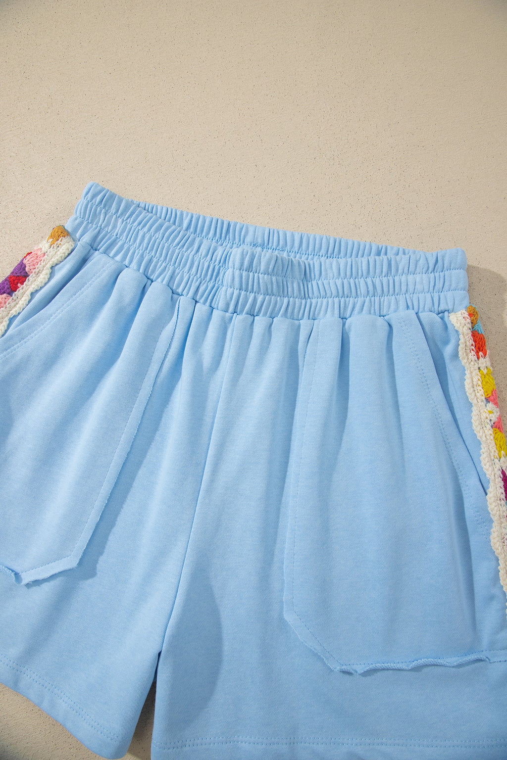 Crochet Patchwork Top & Elastic Shorts Set