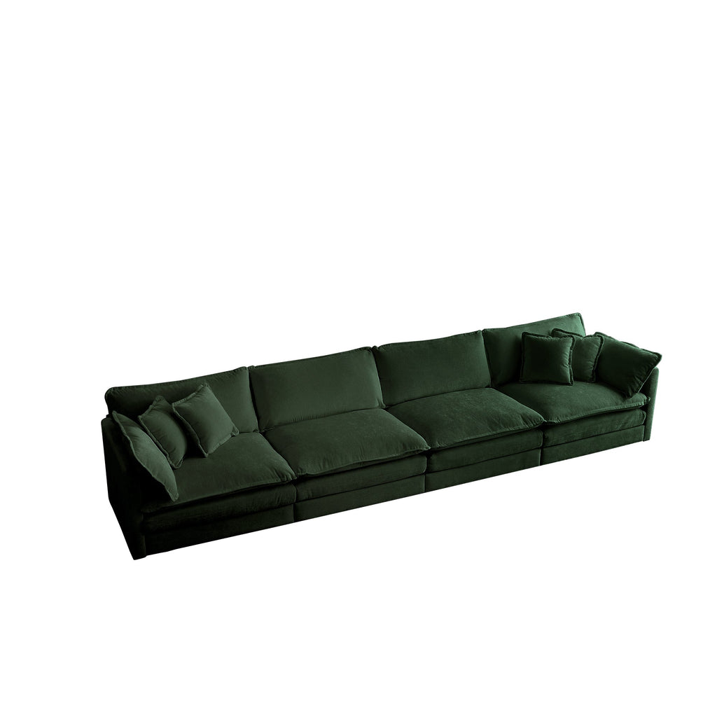 Free Combination Modular Sofa Free,4 Seater Sofa Comfy Chenille Fabric,Sectional Sofa Couch,Green Chenille