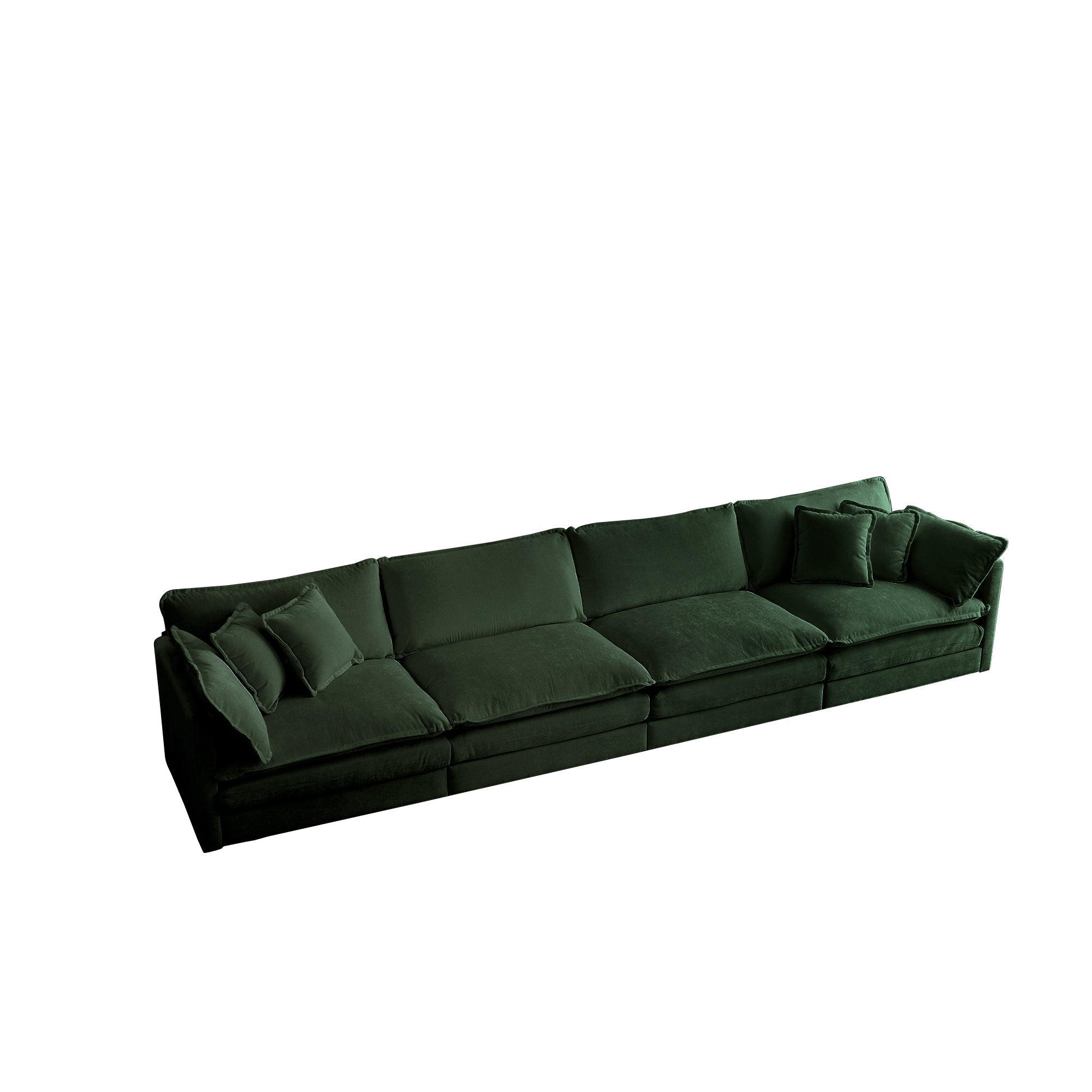 Free Combination Modular Sofa Free,4 Seater Sofa Comfy Chenille Fabric,Sectional Sofa Couch,Green Chenille