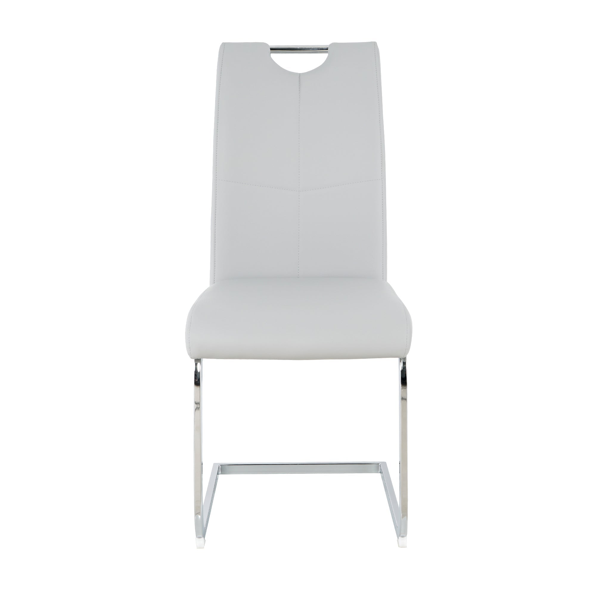 Modern style glass dining table, elegant transparent design, sturdy stainless steel base, Light gray dining chairs set, electroplated chair legs, suitable for dining room and kitchen (set of 7)