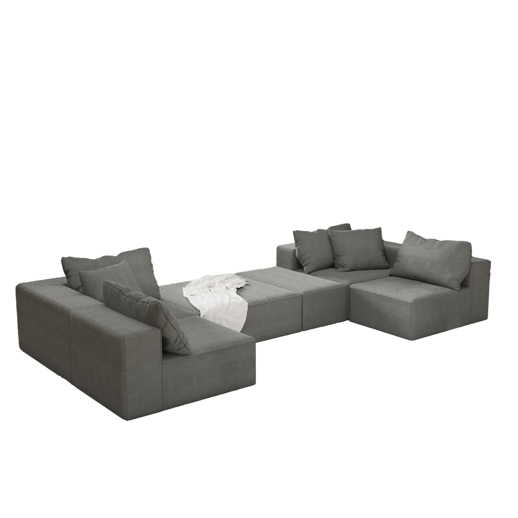 Modern Upholstered Sectional Sofa Couch Set,Modular 132' L Shaped Sectional Living Room Sofa Set With 6 Pillows,Free Combination Sofa Couch for Living Room,Bedroom