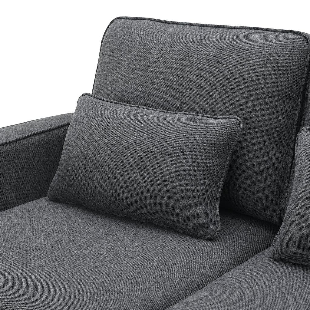 [VIDEO provided] [New] 104' 4-Seater Modern Linen Fabric Sofa with Armrest Pockets and 4 Pillows,Minimalist Style Couch for Living Room, Apartment, Office,3 Colors