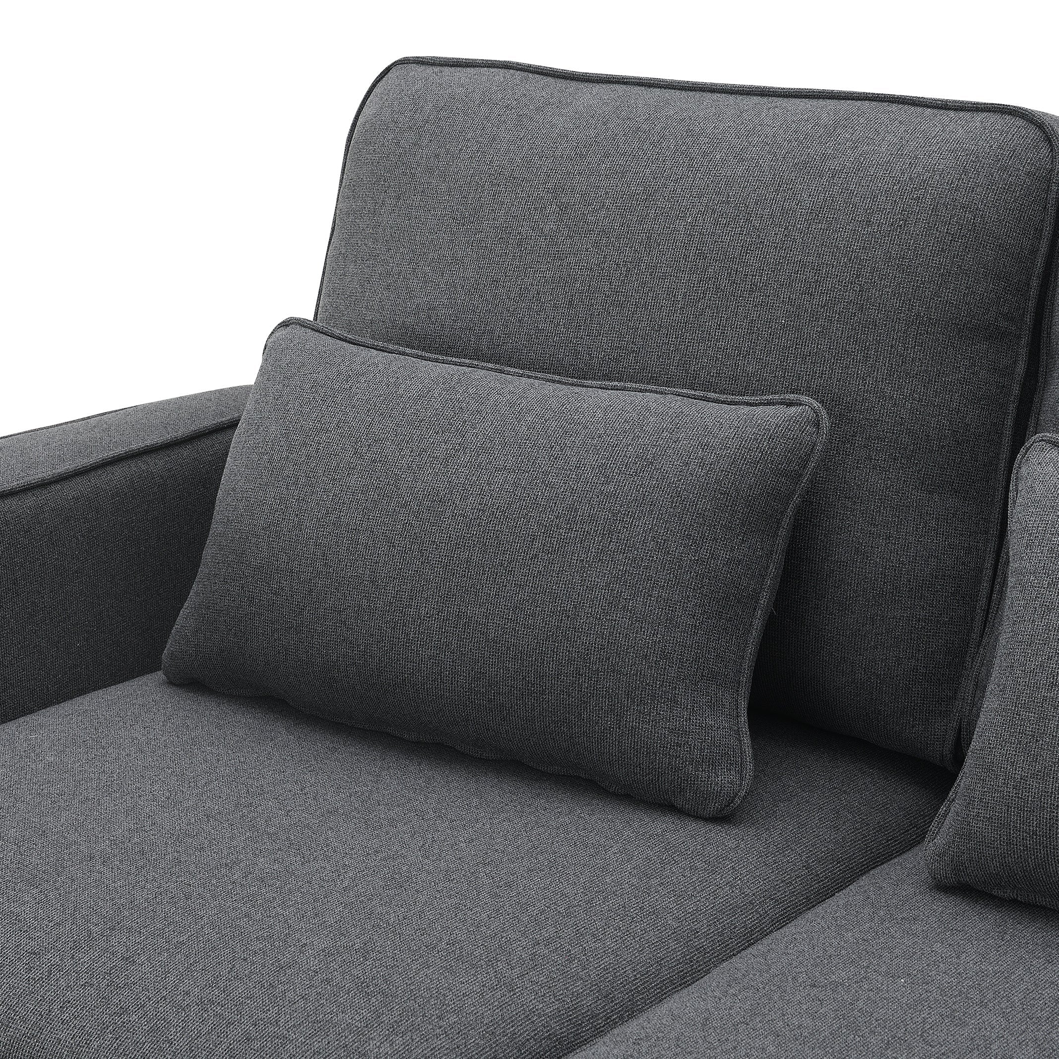[VIDEO provided] [New] 104' 4-Seater Modern Linen Fabric Sofa with Armrest Pockets and 4 Pillows,Minimalist Style Couch for Living Room, Apartment, Office,3 Colors