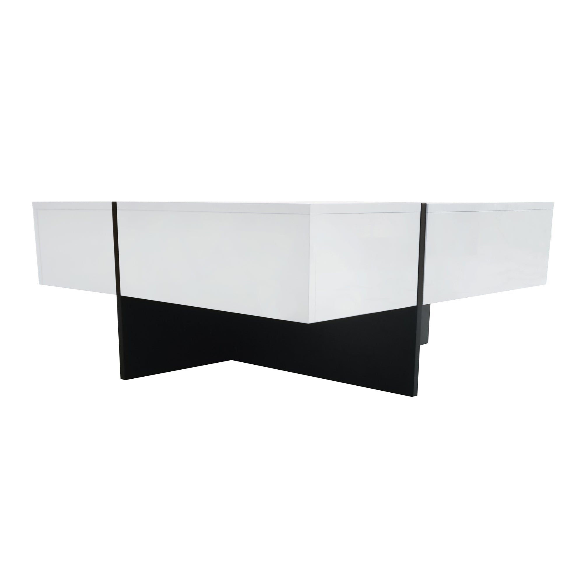 ON-TREND Unique Design Coffee Table with 4 Hidden Storage Compartments, Square Cocktail Table with Extendable Sliding Tabletop, UV High-gloss Design Center Table for Living Room, 31.5'x 31.5'