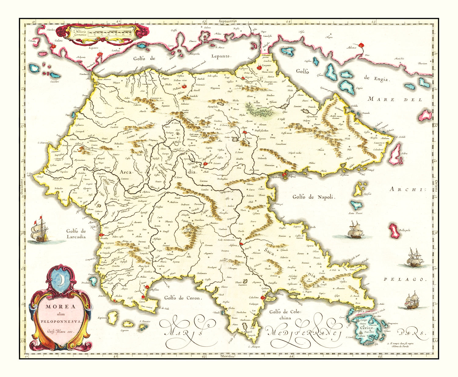 Vintage Map of Ottoman Empire  1665