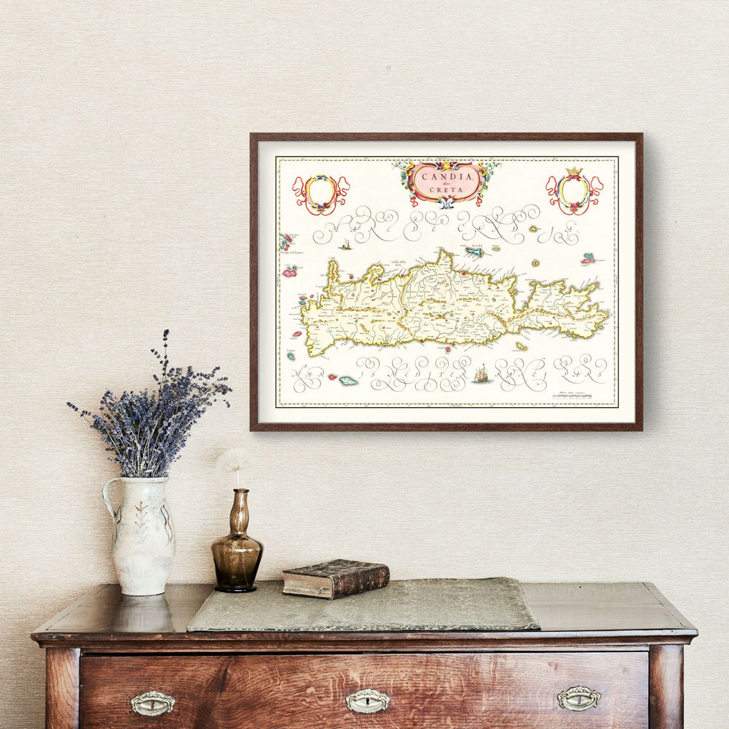 Vintage Map of Crete, Greece 1665